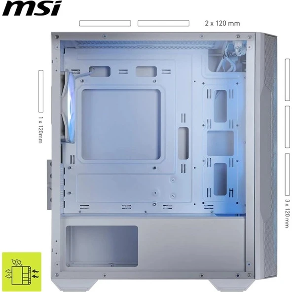 MSI MAG FORCE M100R WHITE GAMING MICRO-TOWER PC KASASI BEYAZ - 5