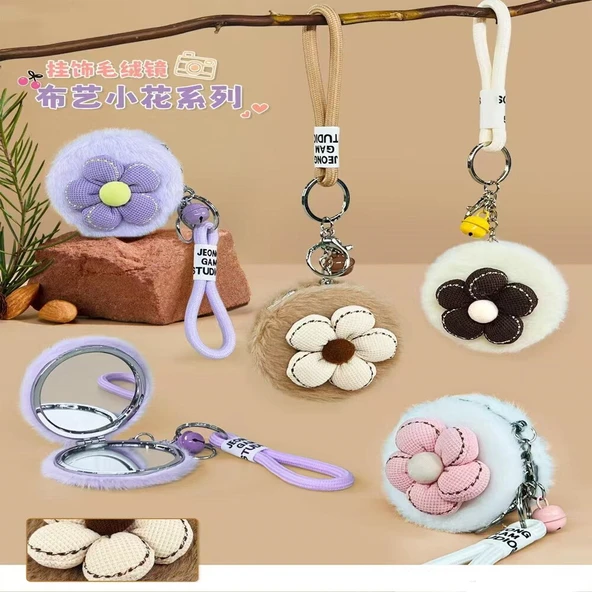 Papatya Tasarımlı Peluş Cep Aynası ürün görseli