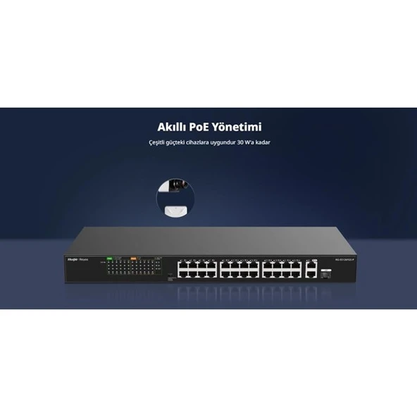 RUIJIE REYEE 16port RG-ES118FGS-LP 10/100 2-UPLINK 2-SFP 120W YÖNETİLEMEZ POE SWITCH - 4