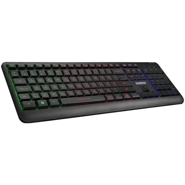 EVERST Q TR KM-1500 Siyah Kablosuz Rainbow Aydınlatmalı Q Multimedia Klavye + Mouse Set - 2