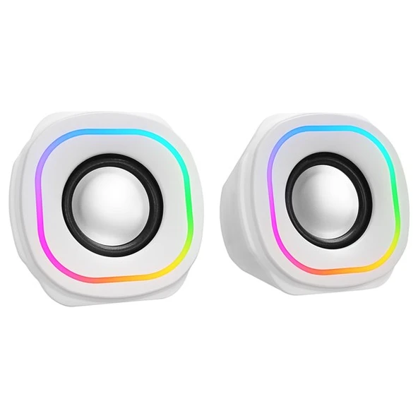 MIKADO MD-180 2.0 3W*2 Beyaz RGB Aydınlatmalı USB + 3.5mm USB 5V Speaker Hoparlör - 2