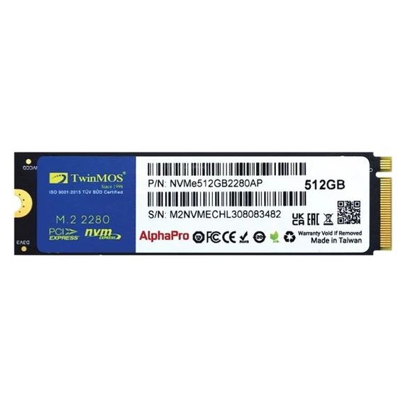 TWINMOS 512GB NVMe512GB2280AP 3600-3250MB/s M2 NVME GEN3 DİSK