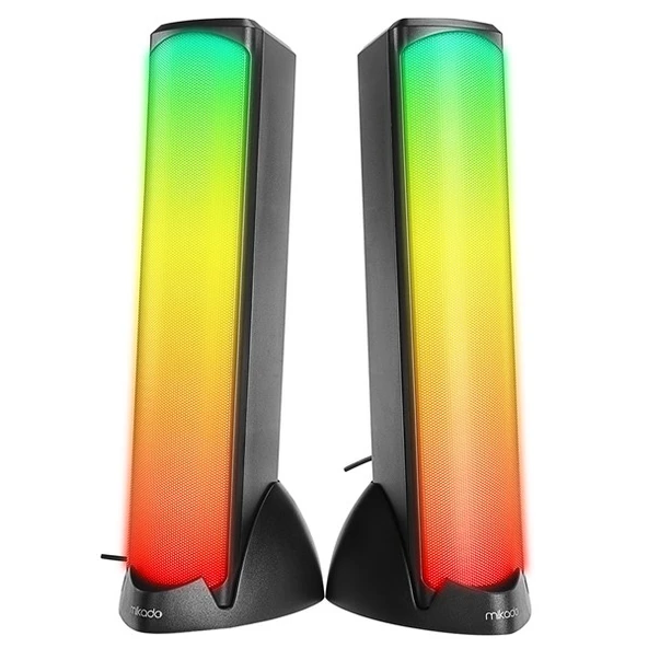 MIKADO MD-183 2.0 3W*2 Bluetooth Siyah RGB Aydınlatmalı USB + 3.5mm USB 5V Speaker Hoparlör - Resim 2