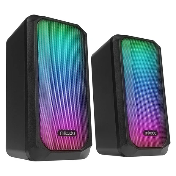 MIKADO MD-356 2.0 5Wx2CH RGB Ledli Siyah USB Multimedia Oyuncu Speaker Hoparlör ürün görseli 1