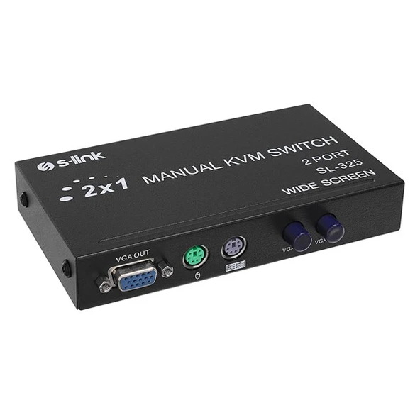 S-LINK 2port SL-325 VGA+PS2 1.8m M/M Kablolu Manuel Kvm Switch ürün görseli