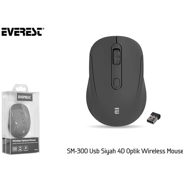 Everest SM-300 Usb Siyah 4D Optik Süper Sessiz Alkalin Pil Kablosuz Mouse - 5
