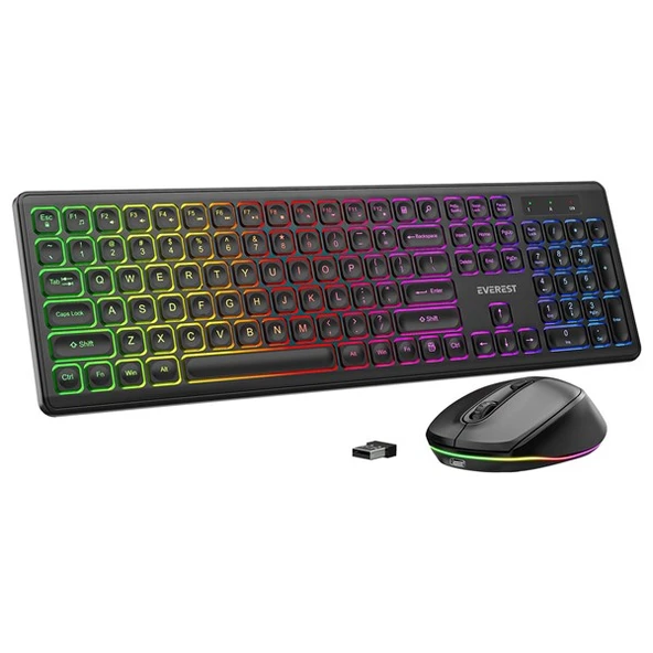 Everest KM-319BT Siyah 2.4G+BT1+BT2 Çoklu Cihaz Bağlantılı Q Set Kablosuz Klavye + Mouse - 3