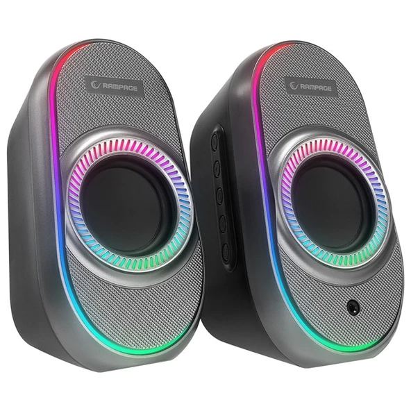 RAMPAGE RMS-X3 2.0 6W Bluetooth Özellikli Siyah Multimedia RGB Işıklı Gaming USB Speaker - Resim 2