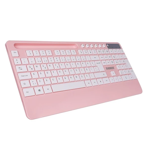 Everest KM-9676 Kablosuz Beyaz/Pempe Multimedya Tablet-Telefon Standlı Klavye + Mouse Set - 3