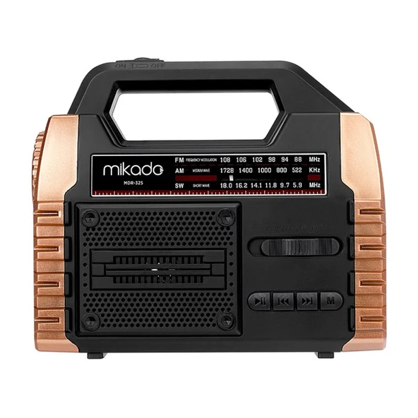 Mikado MDR-325 Ahşap USB- TF Destekli FM/AM/SW/BT+SOLAR+Power Bank 3 Band Klasik Radyo - 3