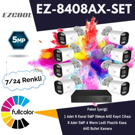 EZCOOL 5MP EZ-8408AX-SET FULLCOLOR AHD KAMERA 8-li paket