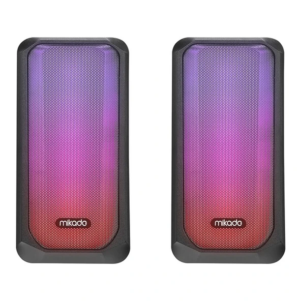 MIKADO MD-356 2.0 5Wx2CH RGB Ledli Siyah USB Multimedia Oyuncu Speaker Hoparlör - Resim 2