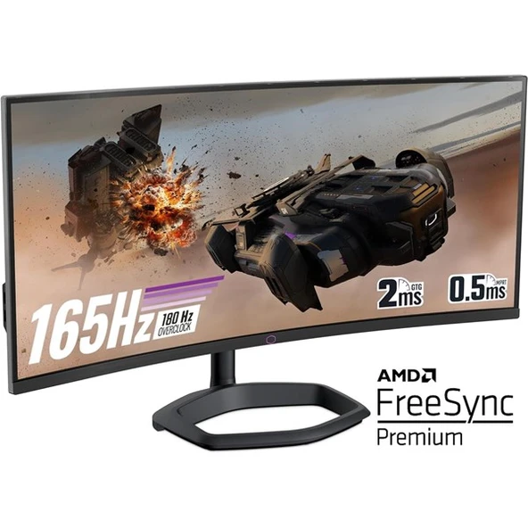 COOLERMASTER 34" VA GM34-CWQ 0.5MS 165HZ HDMI-DP USBC KAVISLI GAMING MONİTÖR 3440X1440 - Resim 4