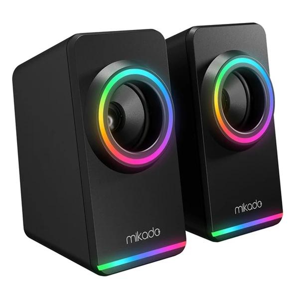MIKADO MD-182 2.0 3W*2 Siyah RGB Aydınlatmalı USB + 3.5mm USB 5V Speaker Hoparlör - 2