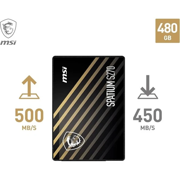 MSI 480GB SPATIUM S270 500-450MB/s SSD SATA-3 DİSK - 4