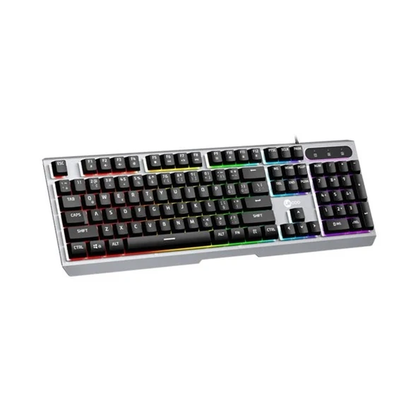 LENOVO LECOO KB121 USB Q Trk Rainbow Aydınlatmalı Mekanik Hisli Metalik Gaming Klavye - 2