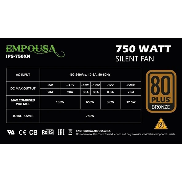 INCA 850W 80+ GOLD EMPOUSA IPS-850XN Tam Modüler Power Supply - Resim 7