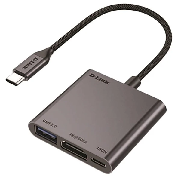 D-LINK DUB-C103 0.15metre TYPE-C - HDMI_USB 3.0 Çevirici Adaptör Gold 4K-60Hz/100W - 2
