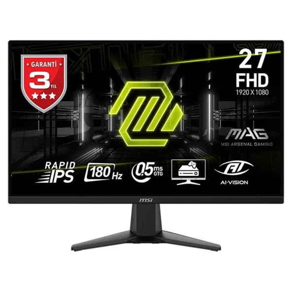 MSI 27" FLAT IPS MAG 275F 0.5MS 180HZ HDMI-DP GAMING MONİTÖR 1920X1080 ürün görseli 1