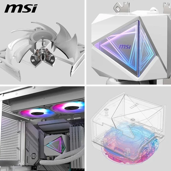 MSI 240MM MAG CORELIQUID I240 RGB AM5-1700P SIVI SOĞUTMALI İŞLEMCİ FANI BEYAZ - 3