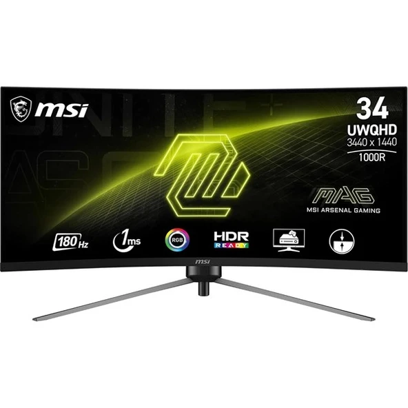MSI 34" VA MAG 345CQR 1MS 180HZ HDMI-DP KAVISLI GAMING MONİTÖR 3440X1440 ürün görseli 1
