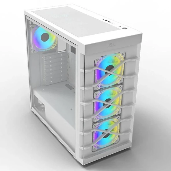 POWERBOOST PB-GR222BW 7-RGB FANLI GAMING MID-TOWER PC KASASI BEYAZ - Resim 2