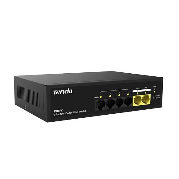 TENDA 6port 30w 4port PoE S106PC 10/100 Yönetilemez Switch - Resim 3