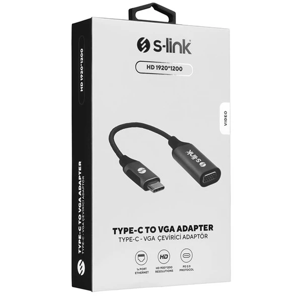 S-LINK Swapp SW-U5145 Gri Metal Type-C to VGA Adaptör - 4