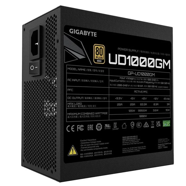 GIGABYTE 1000W 80+ GOLD GP-UD1000GM PG5 PCIE 5.0 Tam Modüler Power Supply - 6