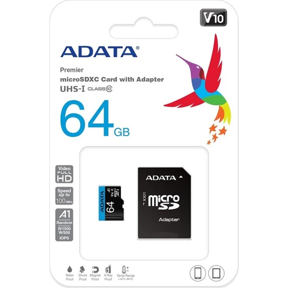 ADATA 64GB PREMIER AUSDX64GUICL10A1-RA1 MICRO-SD HAFIZA KARTI - 3