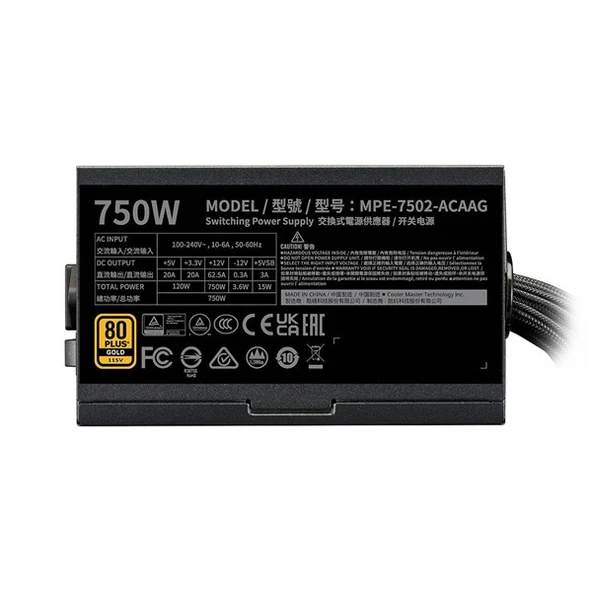 COOLERMASTER 750W 80+ GOLD G GOLD V2 POWER SUPPLY - Resim 2