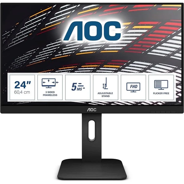 AOC 23.8" IPS 24P1 5MS 60Hz DVI-HDMI-DP Kurumsal Monitör Çerçevesiz ürün görseli