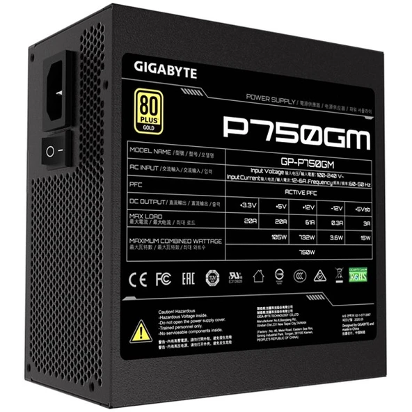 GIGABYTE 750W 80 GOLD GP-P750GM 13.5cm Fanlı Tam Modüler Power Supply Japon Kapasitör - 5