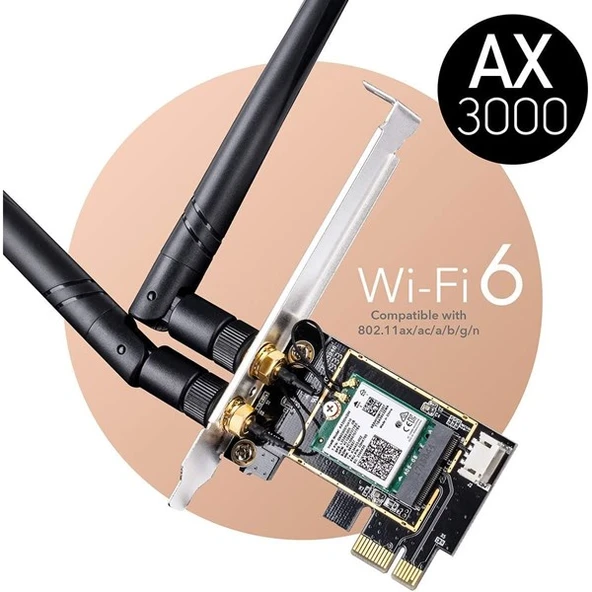 CUDY WE3000 AX5400 Wi-Fi 6E Bluetooth 5.3 PCI-E Kablosuz Ağ Adaptörü - 3