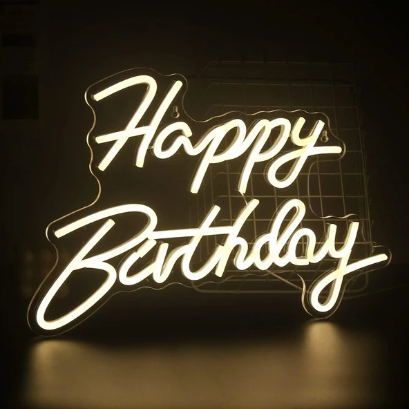 Happy Birthday Yazılı Neon Led Işık ürün görseli
