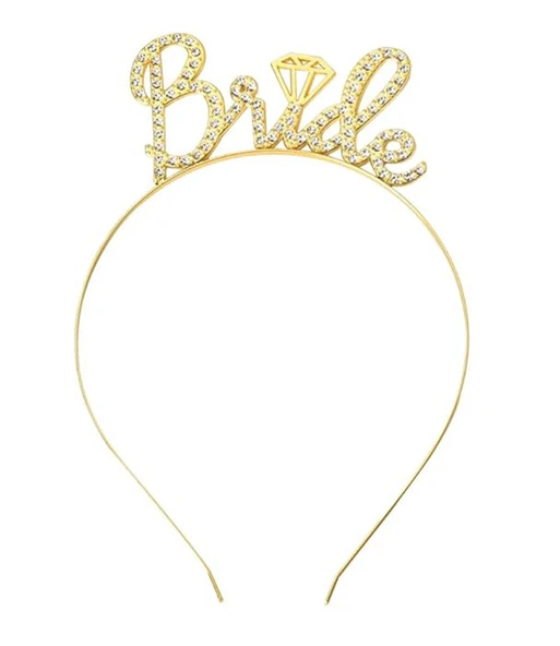 Altın Renkli Taşlı “Bride” Gelin Tacı - Resim 3