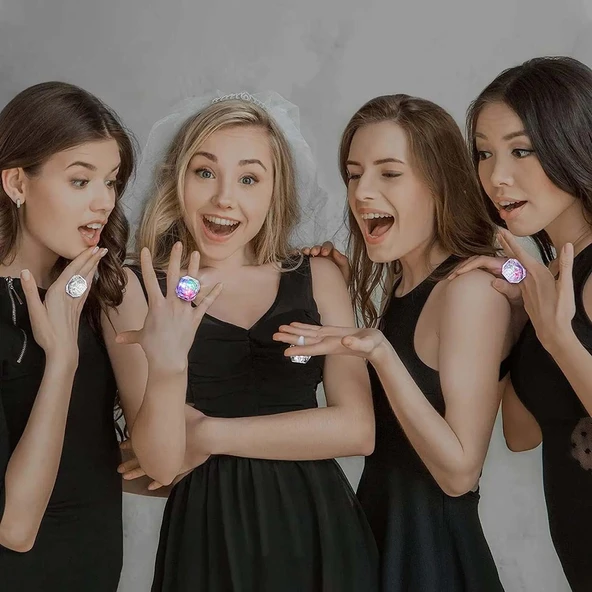 6'lı Kristal LED Parti Yüzük Seti - Resim 5