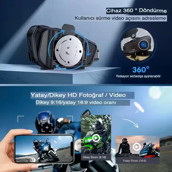 Q28 Kameralı Motosiklet Kask Kulaklığı - 2