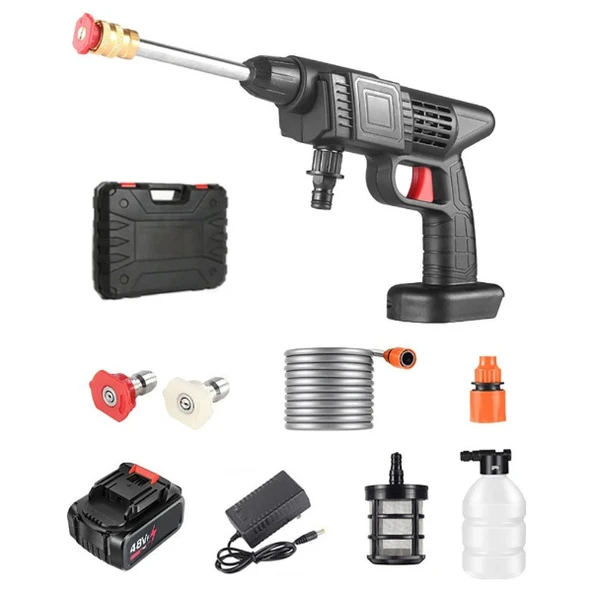48V Şarjlı Çift Bataryalı Taşınabilir Basınçlı Yıkama Sulama Tabancası - Resim 2