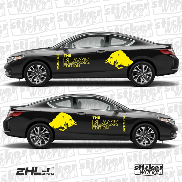 Red Bull The BLACK Edition Sticker  – Yan Gövde Sticker Seti - 8