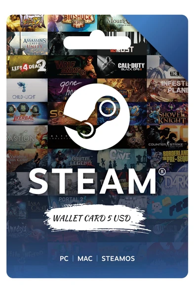 Steam Wallet Card 5 USD E-Pin Kodu ürün görseli 1