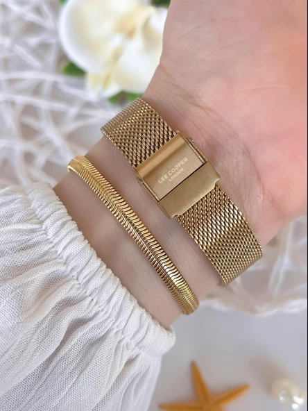 Lee Cooper Çelik Hasır Kordonlu 3 Atm Suya Dayanıklı Kadın Kol Saati VS.BLKT.0494 - Resim 3