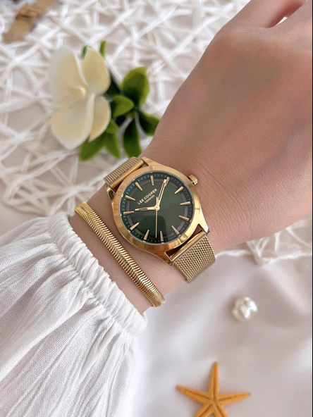 Lee Cooper Çelik Hasır Kordonlu 3 Atm Suya Dayanıklı Kadın Kol Saati VS.BLKT.0494 - Resim 2