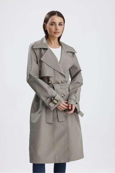 Mint Yeşili Astarlı Trençkot