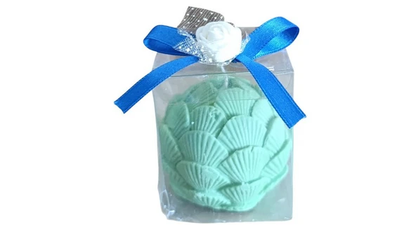 Yeşil renk istiridye görünümlü Kokulu Doğal yapım Dekoratif  mum - Resim 3