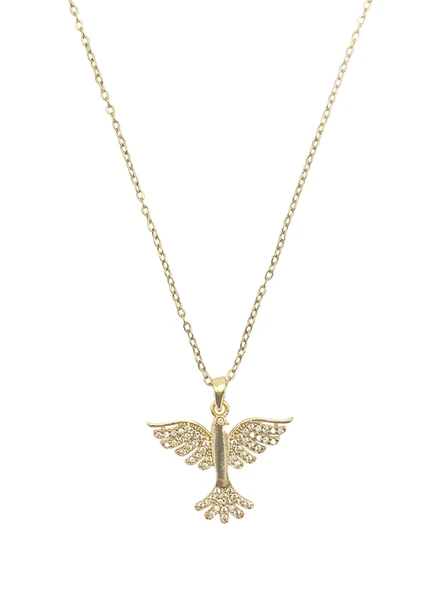 Çelik Kolye Gold 45Cm Kuşlu ürün görseli 1