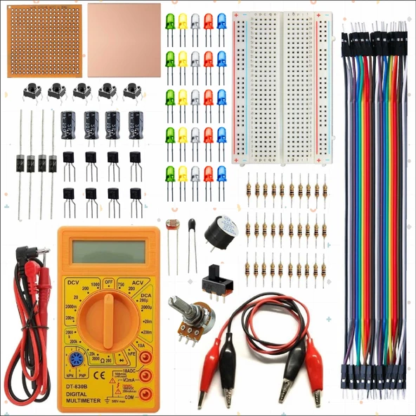 Breadboard Temel Elektronik Devre Eğitim Seti + Dt830d Multimetre ürün görseli 1