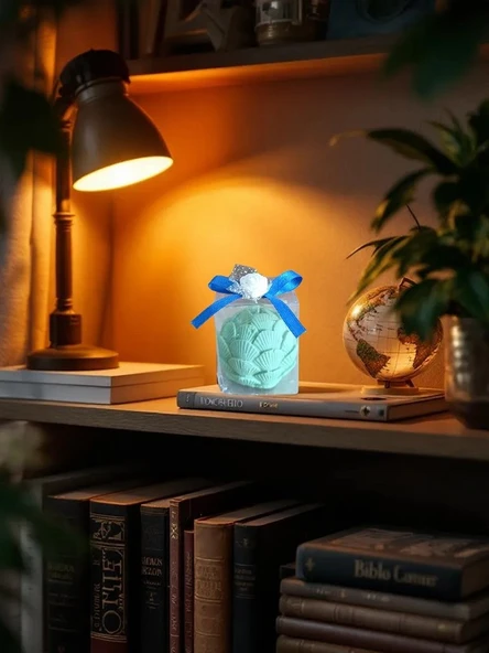 Yeşil renk istiridye görünümlü Kokulu Doğal yapım Dekoratif  mum ürün görseli