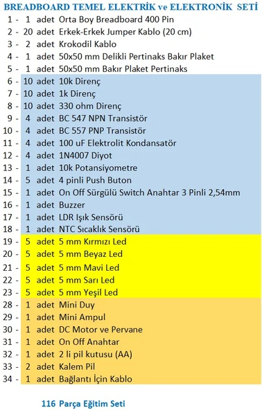 Breaboard Temel Elektrik Ve Elektronik Eğitim Set (Lamba Motor Ve Breadbord Set) - Resim 2