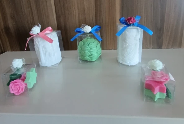 Taçlı prenses ıstiridye yıldız gül vesalıncak daki çocıklar figürlü Kokulu Doğal 5lı Dekoratif  mum - Resim 2